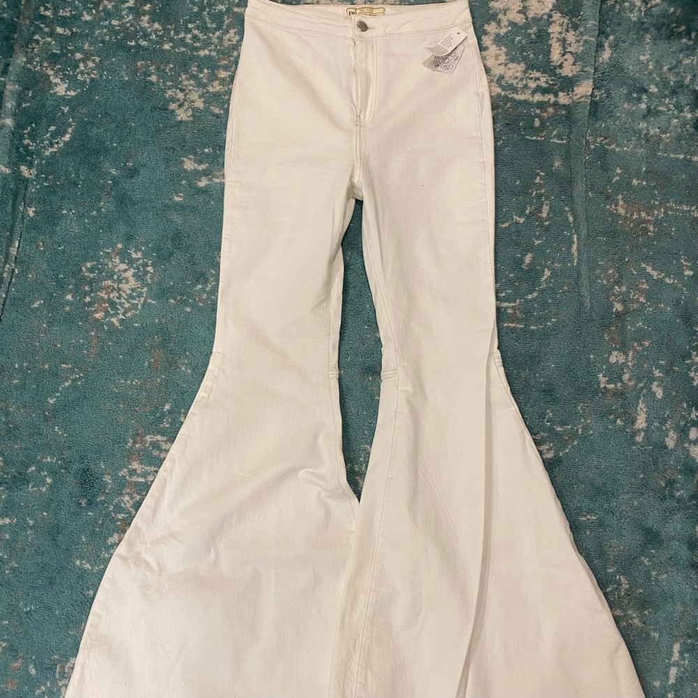 Free People white bell bottom jeans